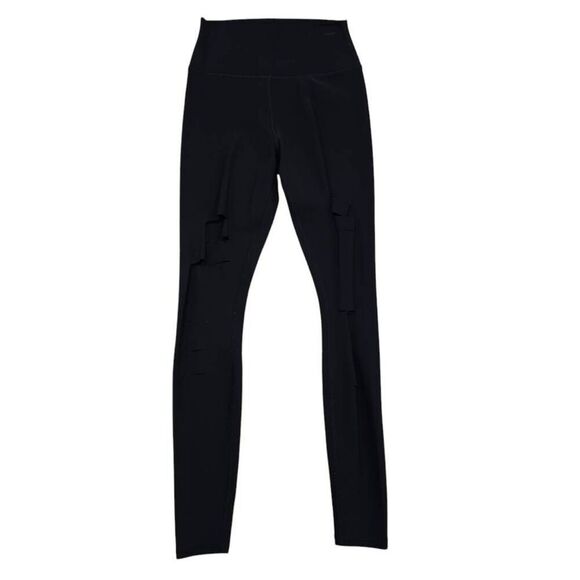 Alo Ankle Warrior Leggings‎ Women's Small Black Yoga High-Waisted Ripped Stretch - Picture 2 of 7